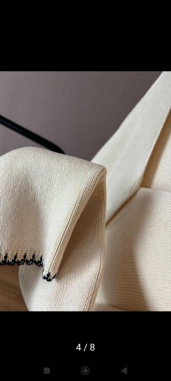 zara#ipekyol#h&m#mango#V Yaka Beyaz Örme Kadın Hırka - Görsel 3