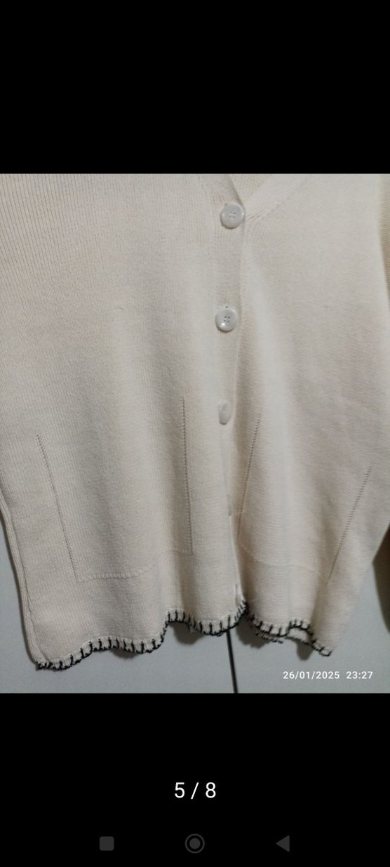 zara#ipekyol#h&m#mango#V Yaka Beyaz Örme Kadın Hırka - Görsel 4