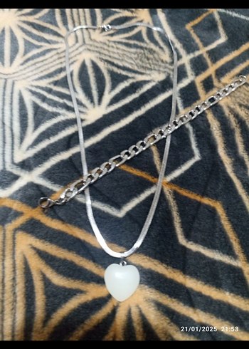çelik takı seti Beyaz Yılan Desenli Zincir Kolye - Görsel 2