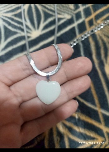 çelik takı seti Beyaz Yılan Desenli Zincir Kolye - Görsel 3