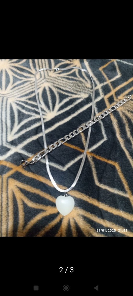 çelik takı seti Beyaz Yılan Desenli Zincir Kolye - Görsel 2