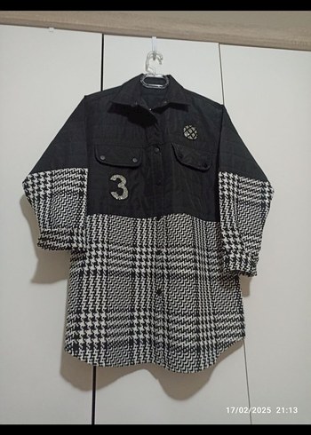 Düğmeli Siyah Kareli Kadın Gömlek - Görsel 3