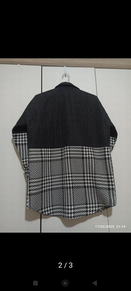 Düğmeli Siyah Kareli Kadın Gömlek - Görsel 2