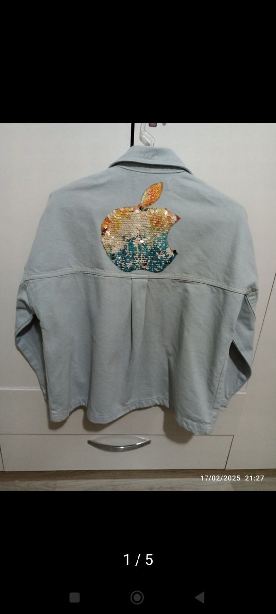 Zara Gri Kısa Denim Gömlek - Görsel 4