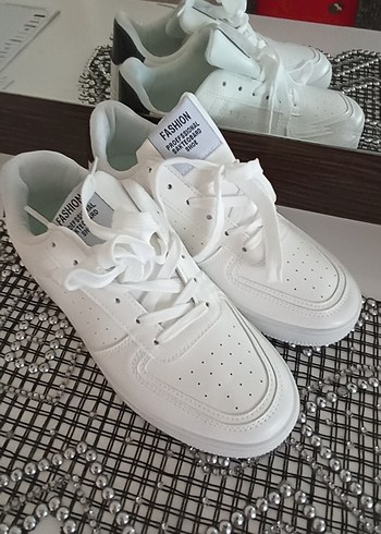 Beyaz Kadın Spor Ayakkabı Stiletto Topuklu - Görsel 7