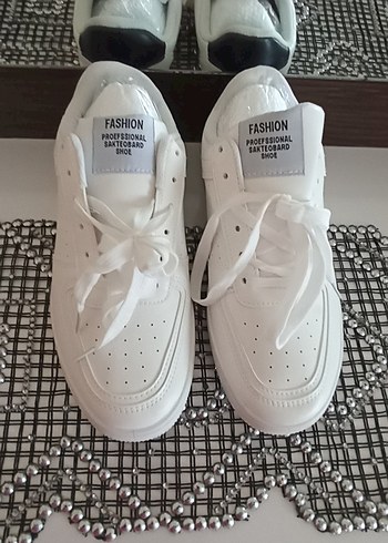 Beyaz Kadın Spor Ayakkabı Stiletto Topuklu - Görsel 5