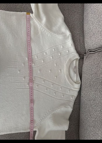 Kadın Beyaz Örgü Triko Kazak - Görsel 3