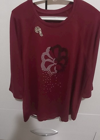 Bordo Payetli Kadın Sweatshirt - Görsel 4