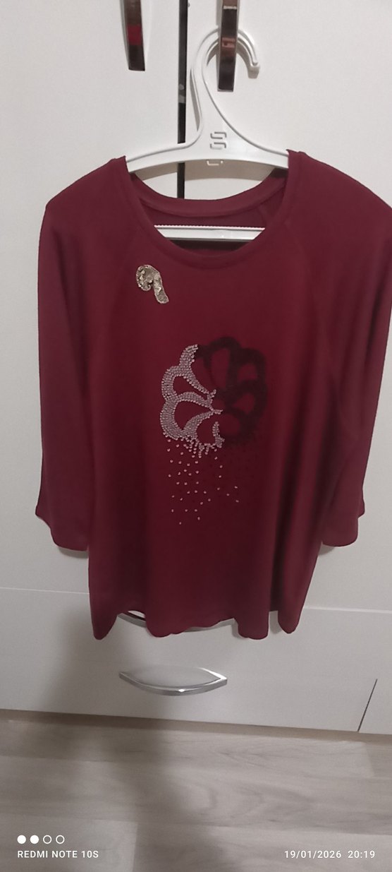 Bordo Payetli Kadın Sweatshirt - Görsel 4