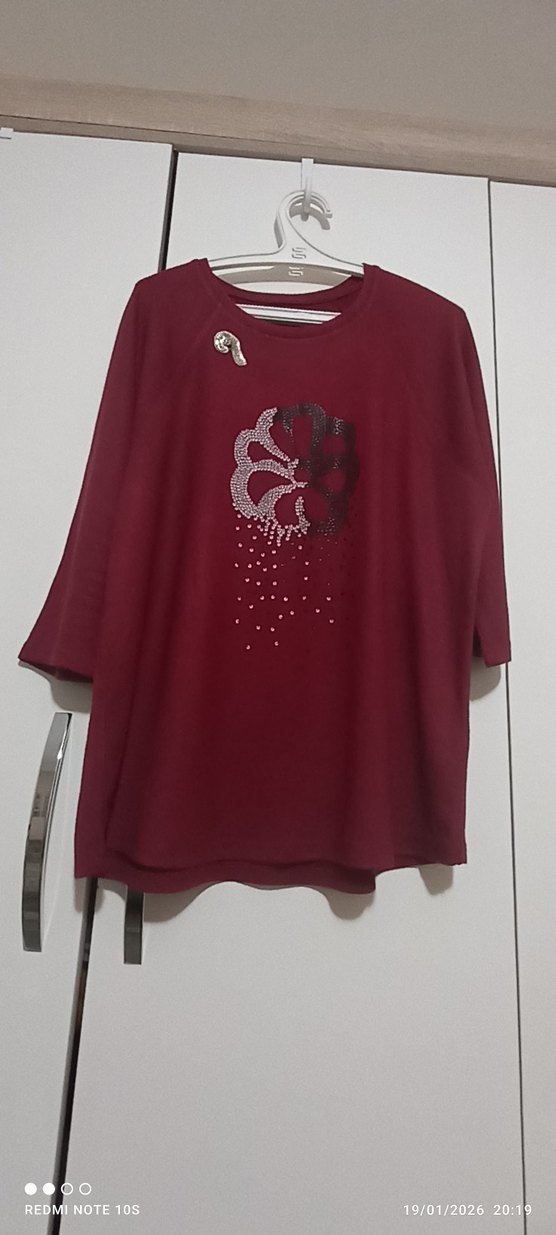 Bordo Payetli Kadın Sweatshirt - Görsel 5