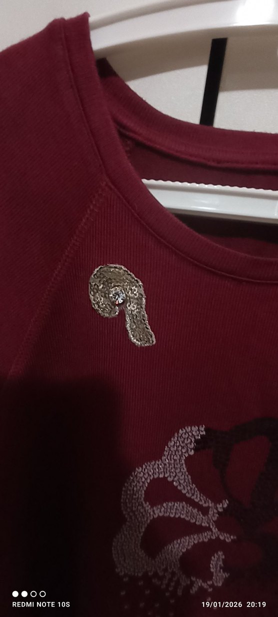 Bordo Payetli Kadın Sweatshirt - Görsel 2
