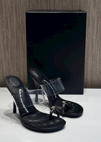 Alexander Wang Seffaf Bantli Siyah Stiletto Terlik