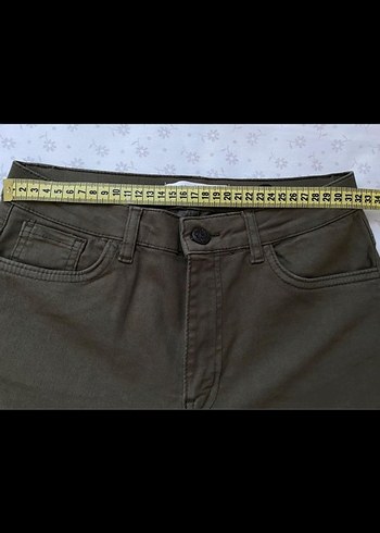 Düğmeli Haki Kadın Skinny Pantolon - Görsel 3