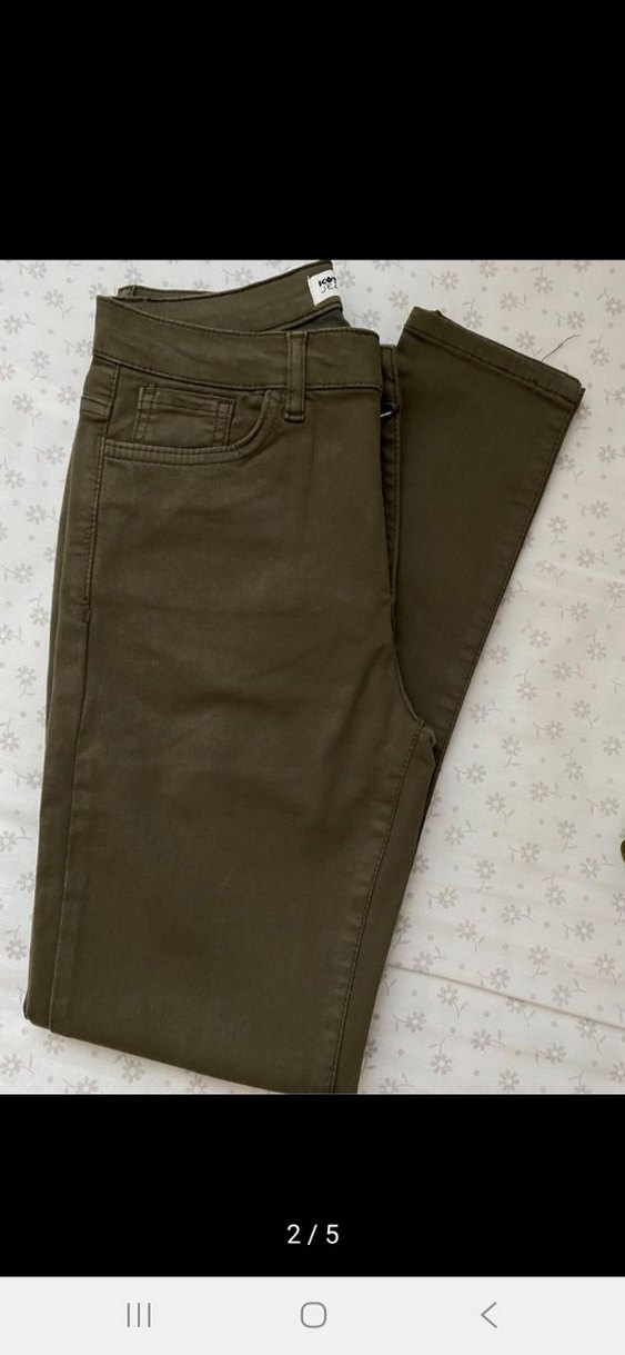 Düğmeli Haki Kadın Skinny Pantolon - Görsel 2