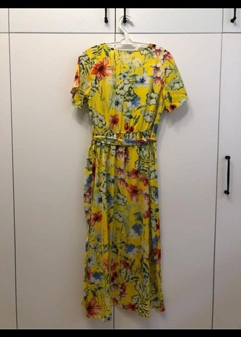 Sarı Çiçek Desenli Uzun Bohem Elbise - Görsel 2