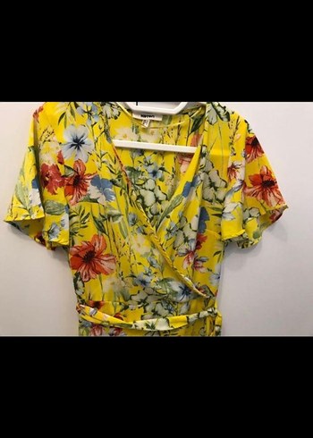 Sarı Çiçek Desenli Uzun Bohem Elbise - Görsel 3