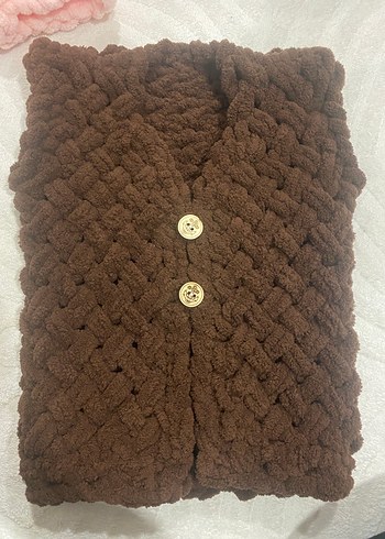 Kız Çocuk Pembe Örgü Yelek - Görsel 3