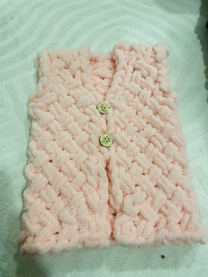 Kız Çocuk Pembe Örgü Yelek - Görsel 2