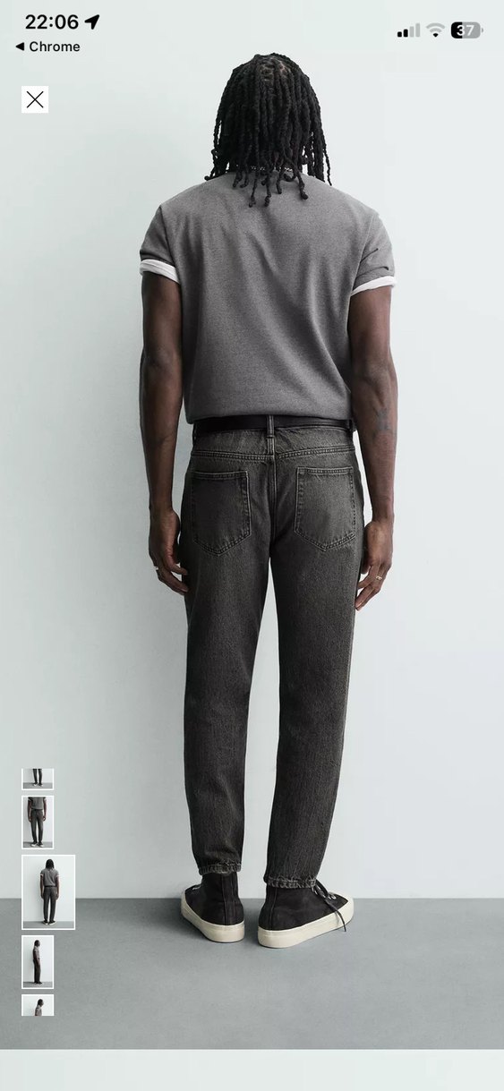 Gri crop Fit Erkek Denim Pantolon - Görsel 2