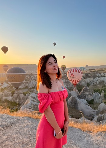 Mini Pembe Drapeli Elbise - Görsel 3