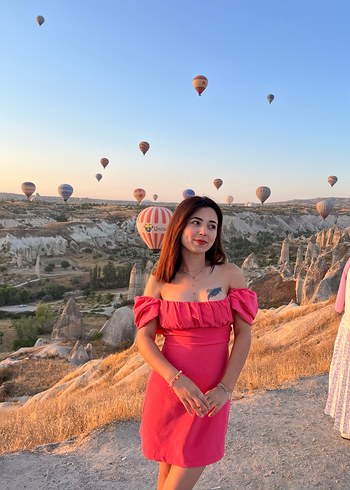 Mini Pembe Drapeli Elbise - Görsel 2