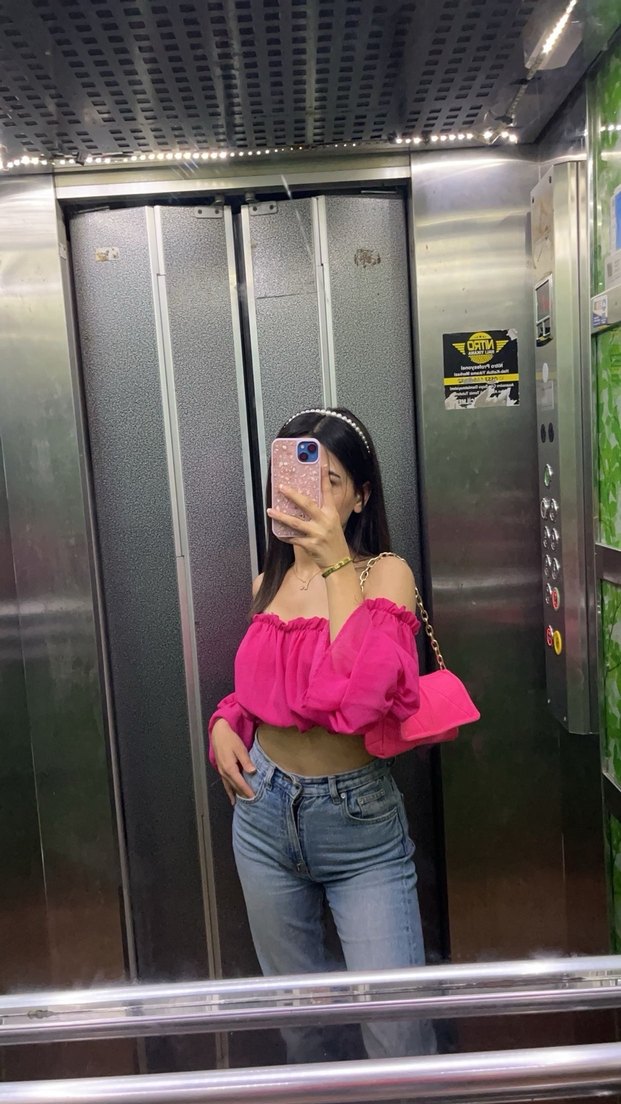 Pembe Straplez Uzun Kollu Transparan Bluz - Görsel 2