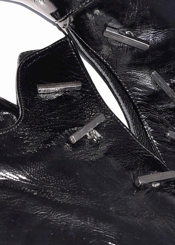 Siyah deri topuklu bot - Görsel 5