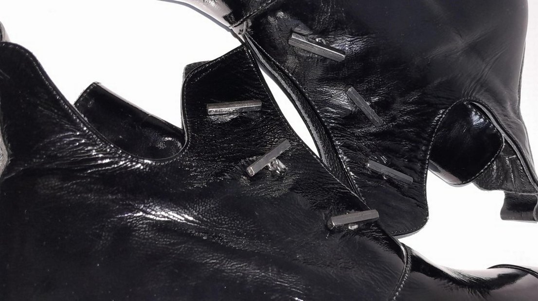 Siyah deri topuklu bot - Görsel 5