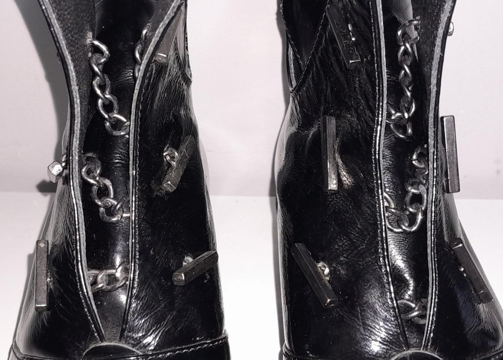 Siyah deri topuklu bot - Görsel 3