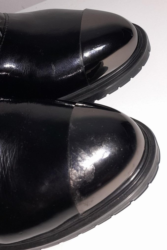 Siyah deri topuklu bot - Görsel 2