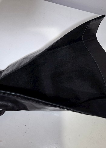 Siyah Deri Dizüstü Platform Topuklu Kadın Çizme - Görsel 8