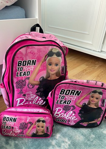 Pembe Barbie Kız Okul Çantası Seti,orjinal frocx