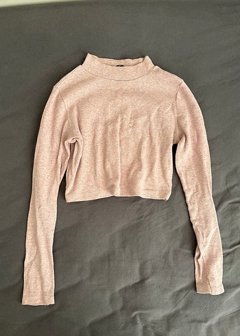 Pembe Yüksek Yakalı Uzun Kollu Kadın Triko