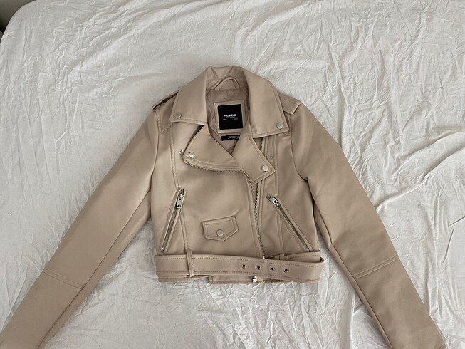 Pull and Bear Pull&Bear Bej Deri Ceket