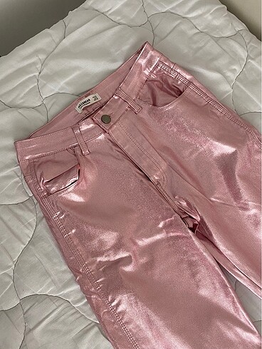 Pull and Bear Pull&Bear metalik pembe pantolon