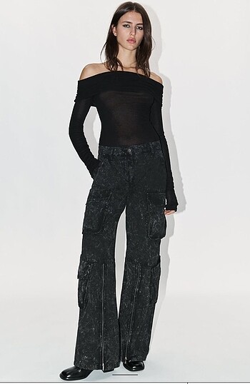 Zara kargo pantolon siyah
