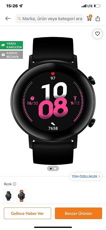  Beden siyah Renk Huawei akıllı saat