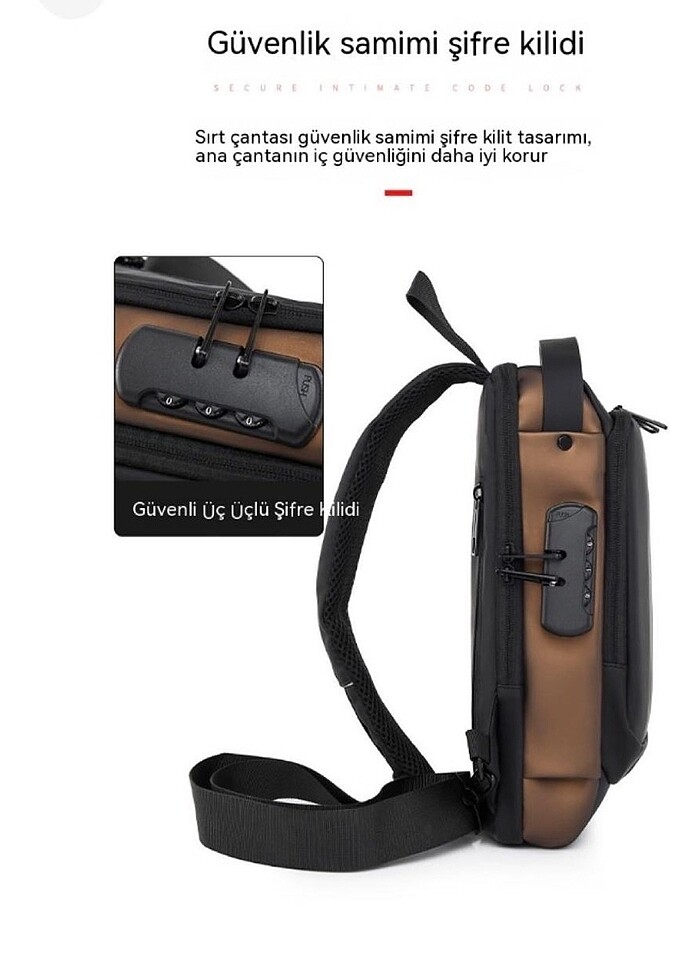 USB girişli kilitli çanta - Görsel 3