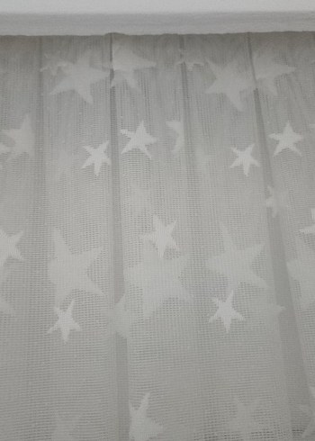 Beyaz Yıldız Desenli Tül Perde - Görsel 3