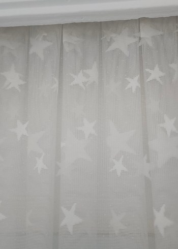 Beyaz Yıldız Desenli Tül Perde - Görsel 4