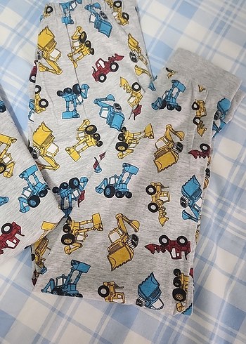 10 Yaş Beden çeşitli Renk Erkek Çocuk Baskılı Gri Pijama Takımı