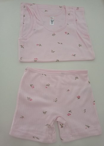 4,5,8,9 yaş Pembe Çiçek Desenli Kız Çocuk Atlet - Görsel 4