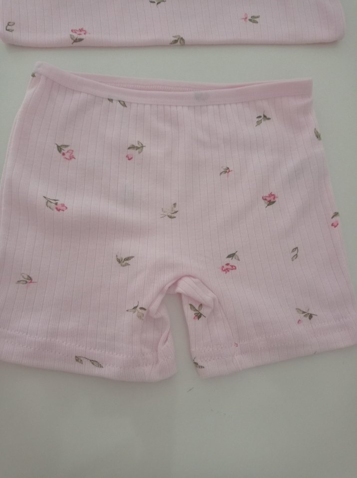 4,5,8,9 yaş Pembe Çiçek Desenli Kız Çocuk Atlet - Görsel 2