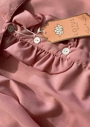 Pembe Düğmeli Kız Gömlek - Görsel 3
