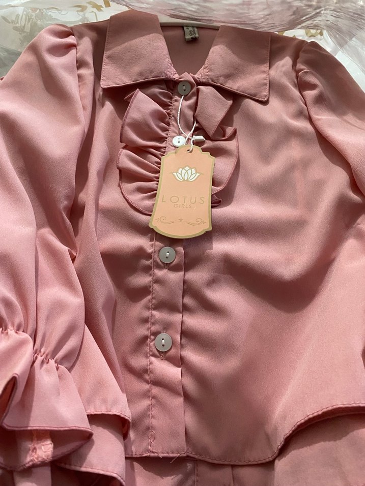 Pembe Düğmeli Kız Gömlek - Görsel 4