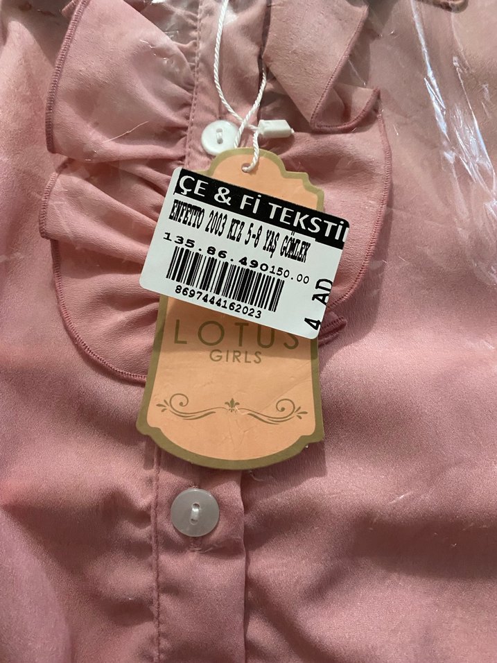 Pembe Düğmeli Kız Gömlek - Görsel 5