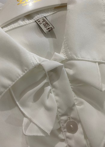 Beyaz Fırfırlı Kız çocuk Gömlek - Görsel 4