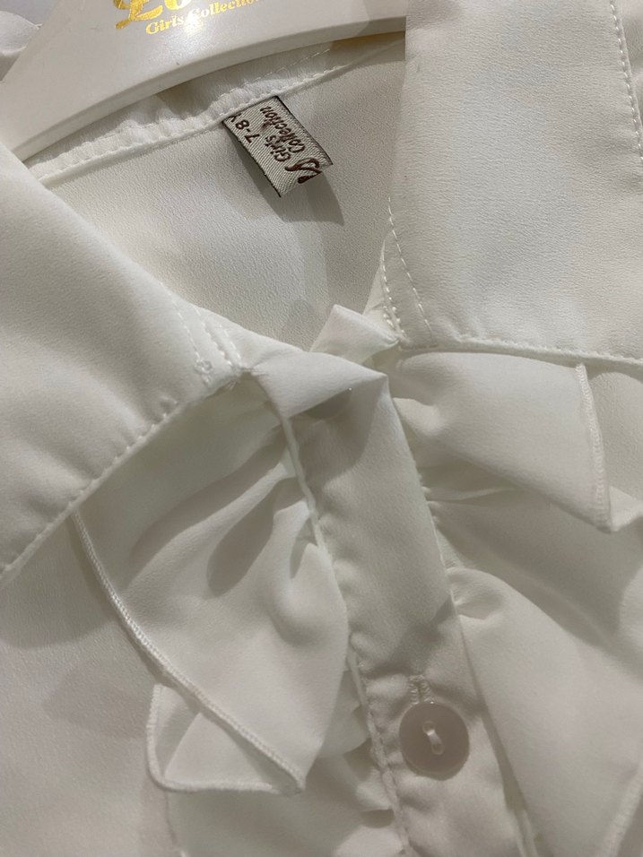 Beyaz Fırfırlı Kız çocuk Gömlek - Görsel 4