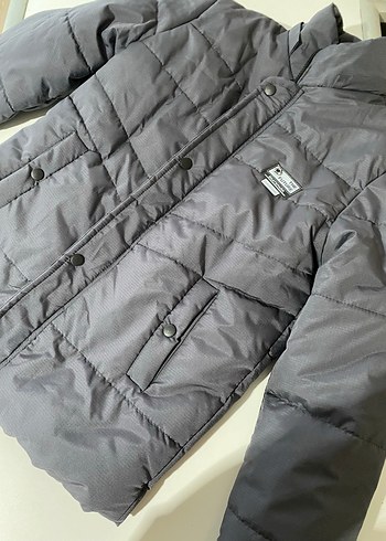 Gri Düğmeli Erkek Çocuk Kışlık Mont - Görsel 2