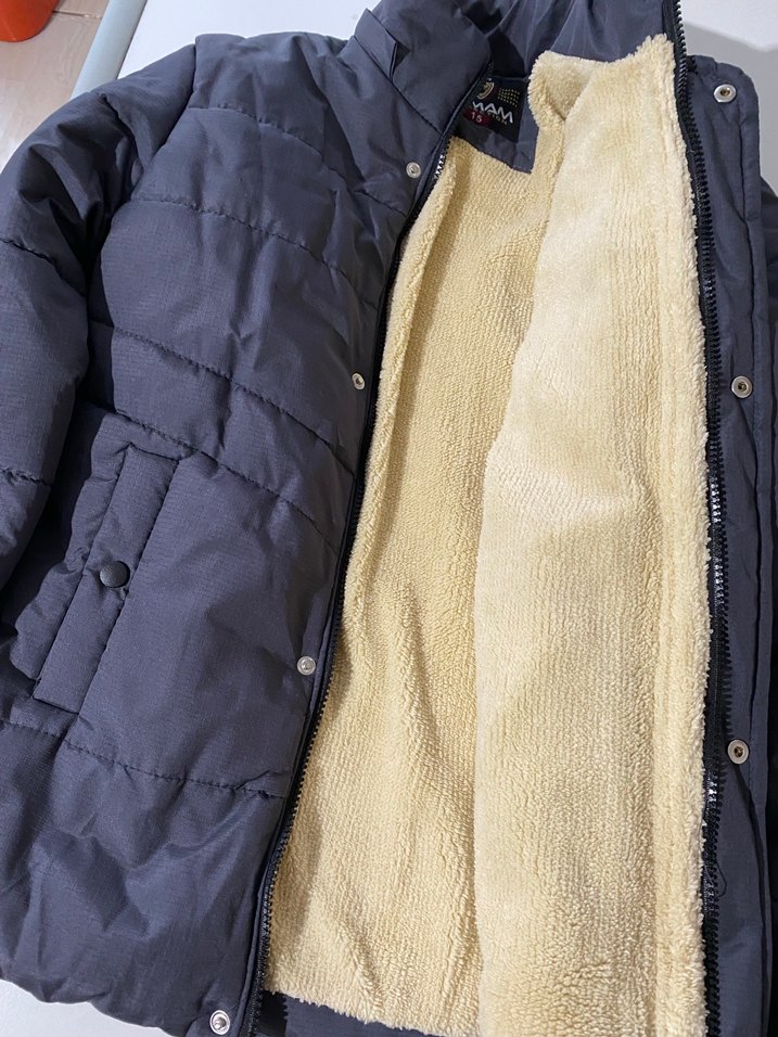 Gri Düğmeli Erkek Çocuk Kışlık Mont - Görsel 4